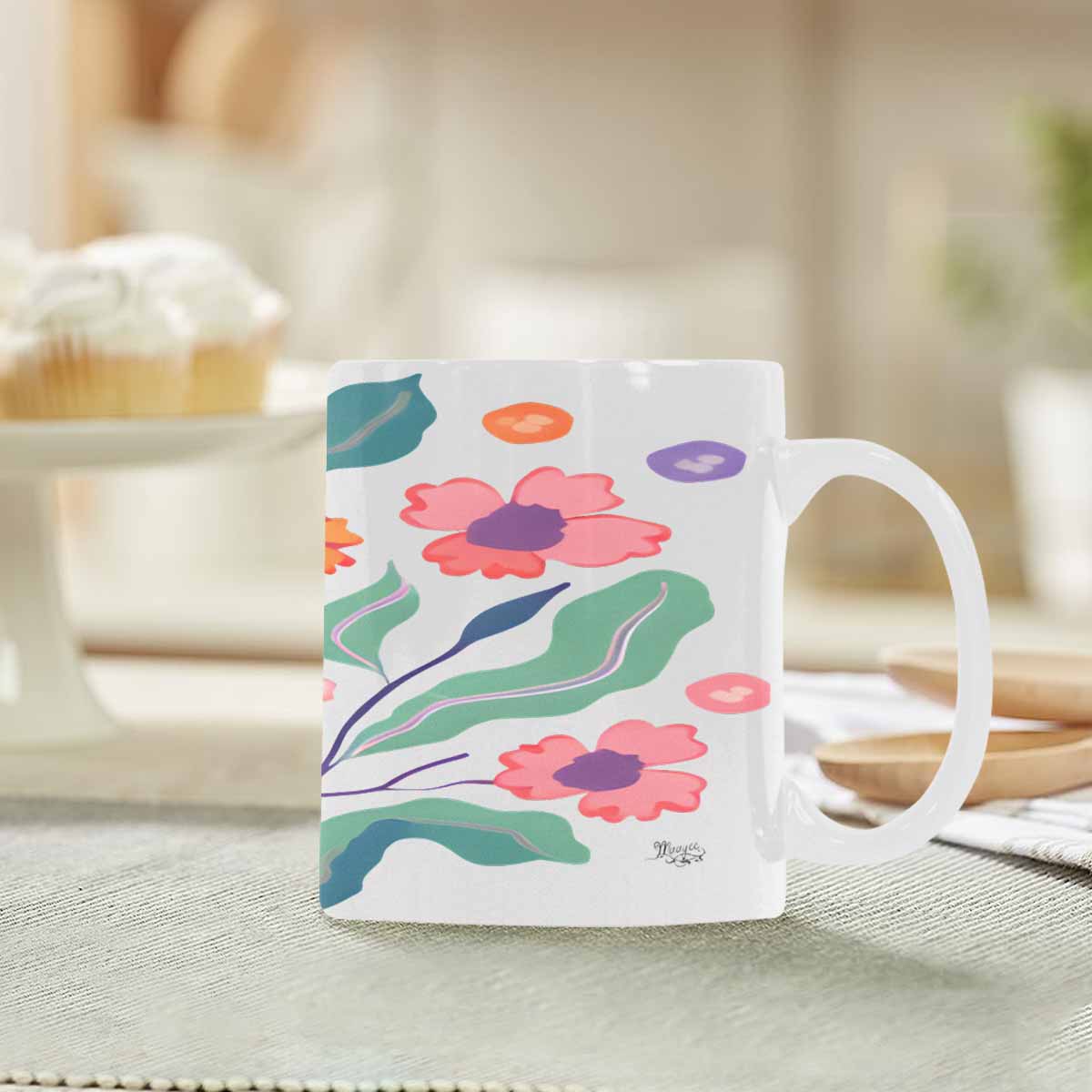 Quality Mug, coffee mug, tea cup, Bright florals, Set 2, design 48