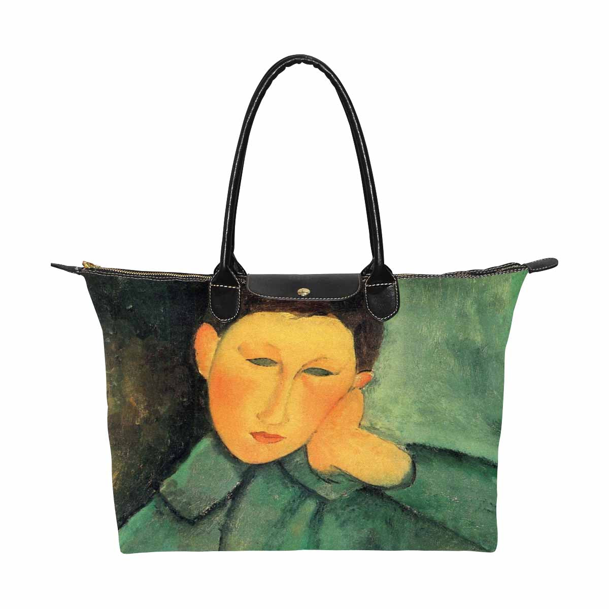 Classic handbag, Modigliani design, choice of 2 colors, Boy in a blue jacket version 1 & 2