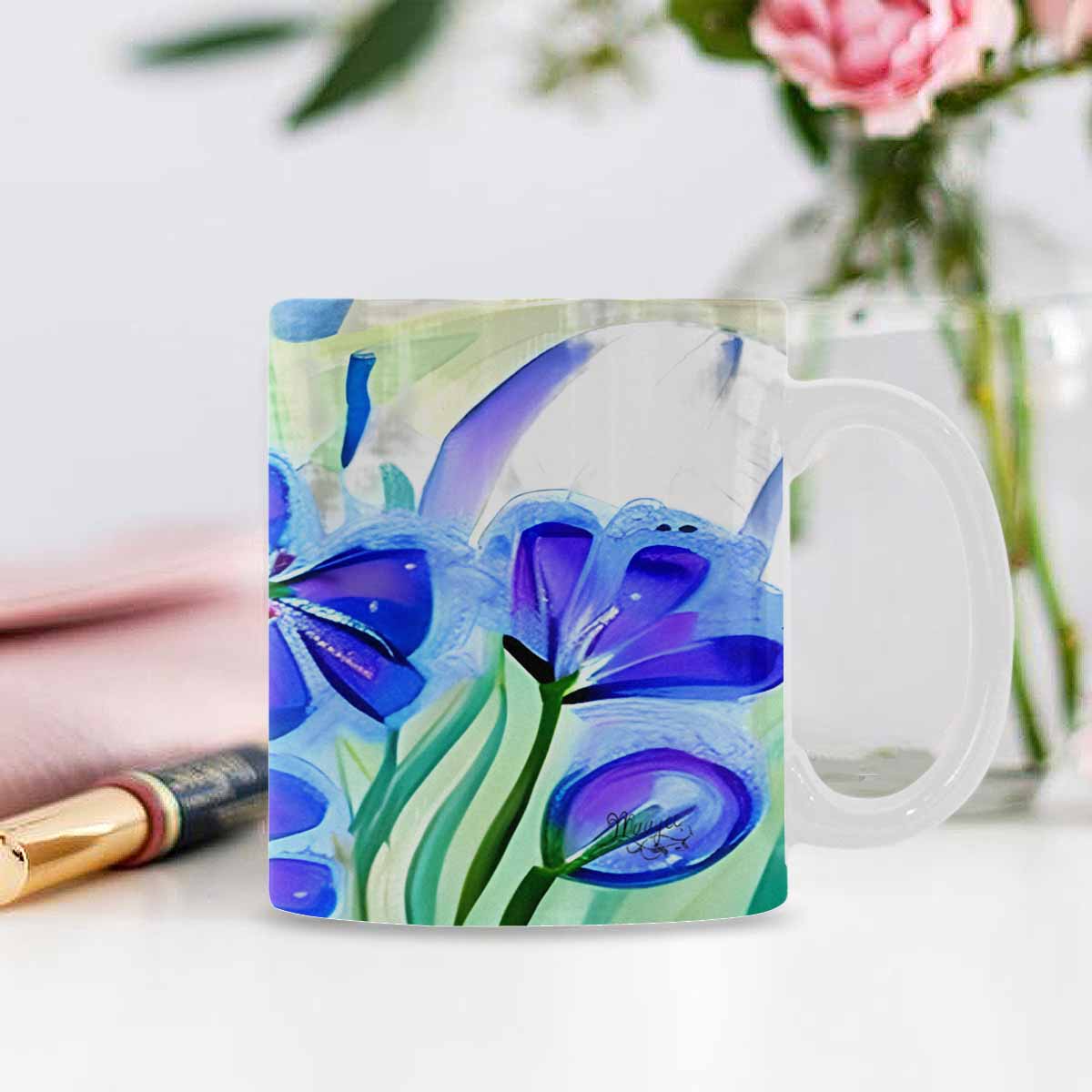 USA made Quality Mug, coffee mug, tea cup, Bright florals, Set 1A, Design 53