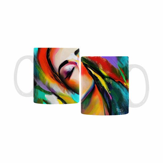 USA, Color Coffee Mug, tea cup, caucasian Face, design 24