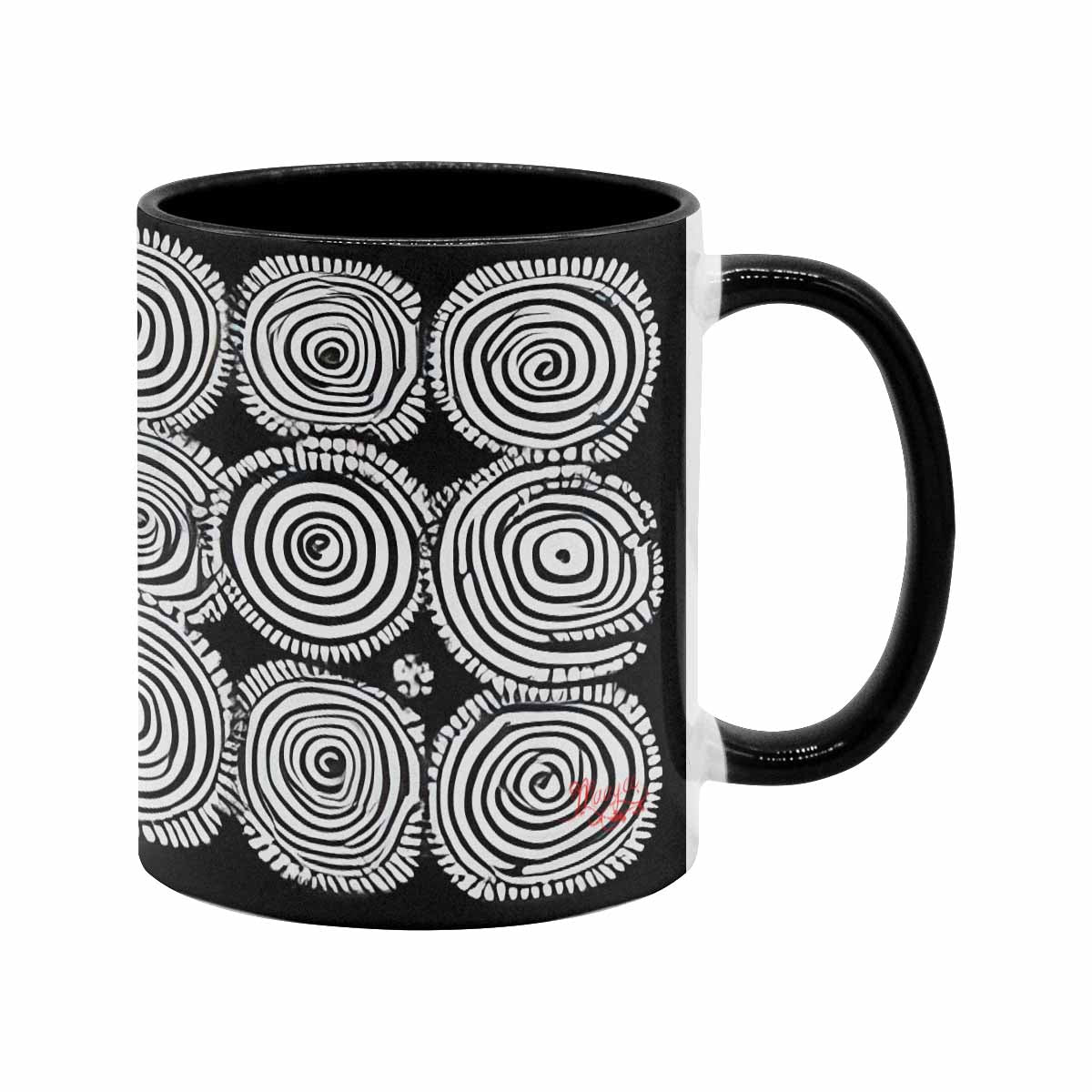 Coffee Mug, tea cup, black core, abstract, design 26