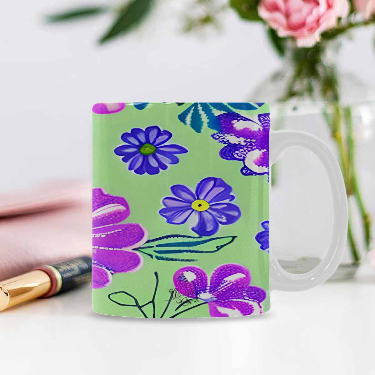 Quality Mug, coffee mug, tea cup, Bright florals, Set 1, Design 119