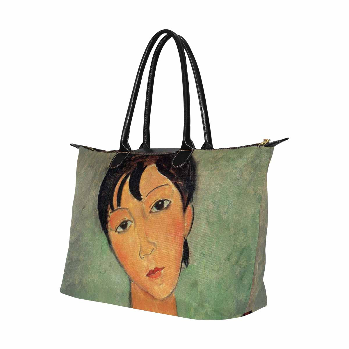 Classic handbag, Modigliani design, choice of 2 colors, Girl with a black robe