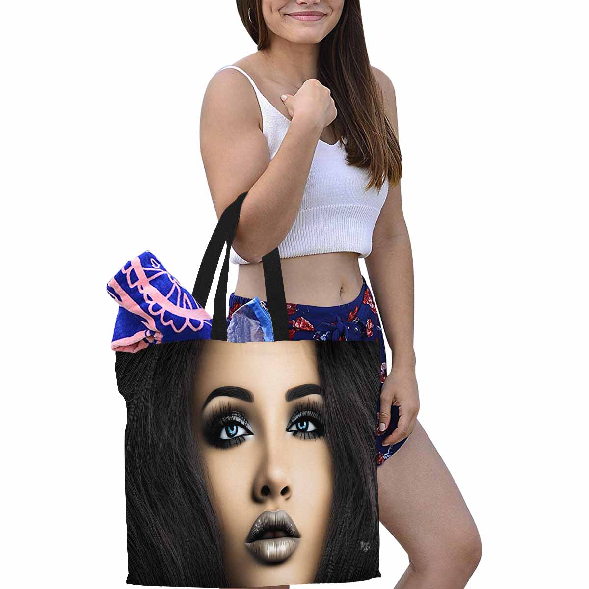 Canvas tote bag, Large, Black Faces, Set 1, design 30