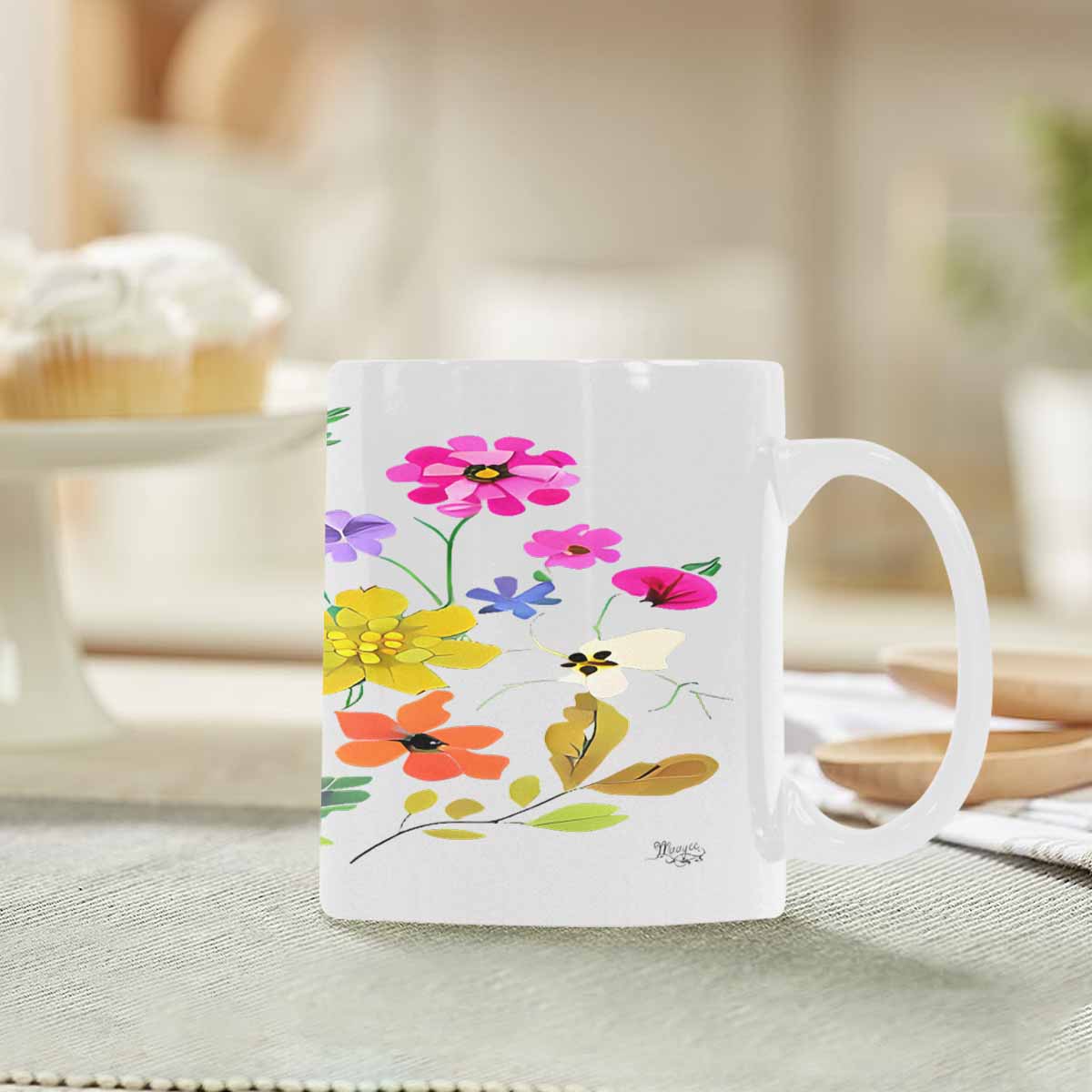 Quality Mug, coffee mug, tea cup, Bright florals, Set 2, design 85