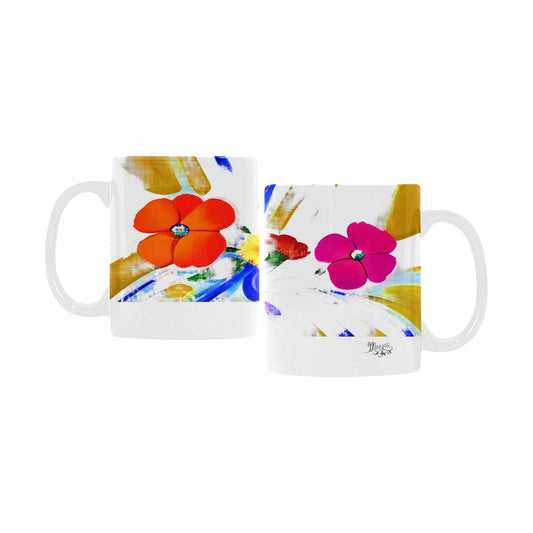 USA made Quality Mug, coffee mug, tea cup, Bright florals, Set 1A, Design 73