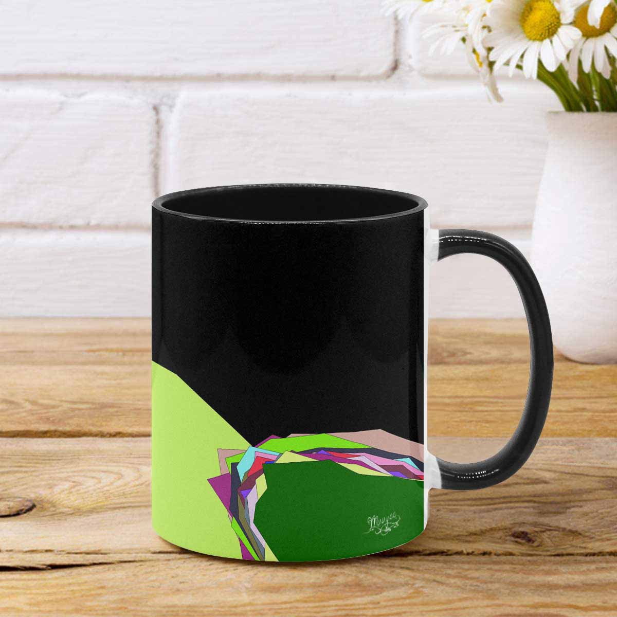 Coffee Mug, tea cup, black core, abstract, design 109