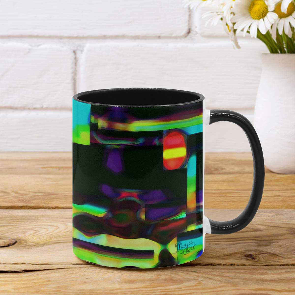 Coffee Mug, tea cup, black core, abstract, design 37