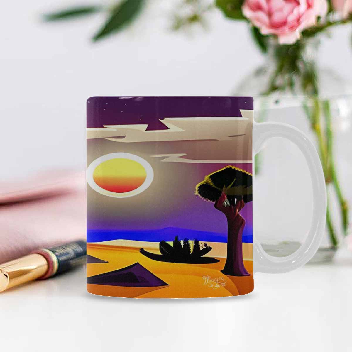 Coffee Mug, tea cup, desert scene, design 52