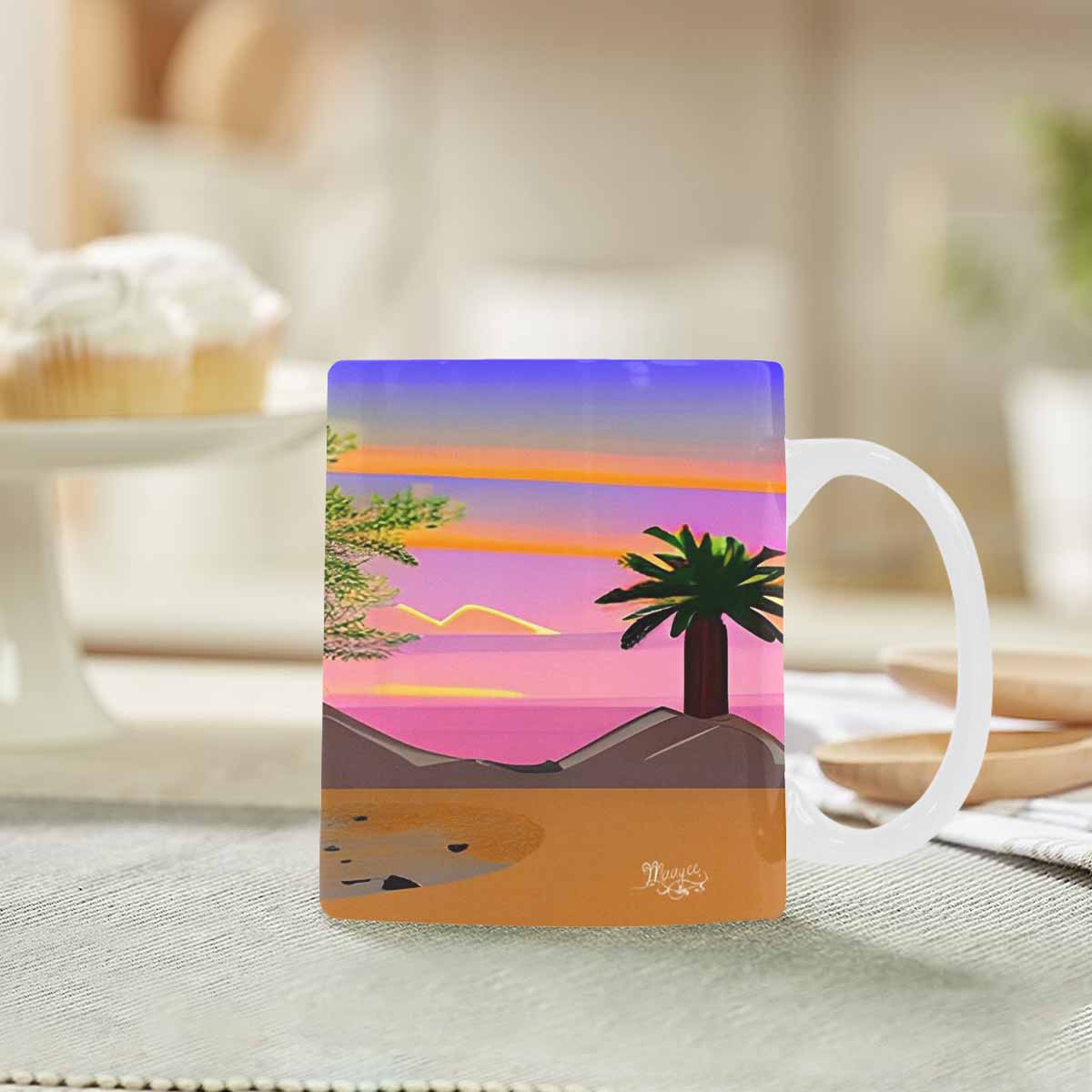 Coffee Mug, tea cup, desert scene, design 80