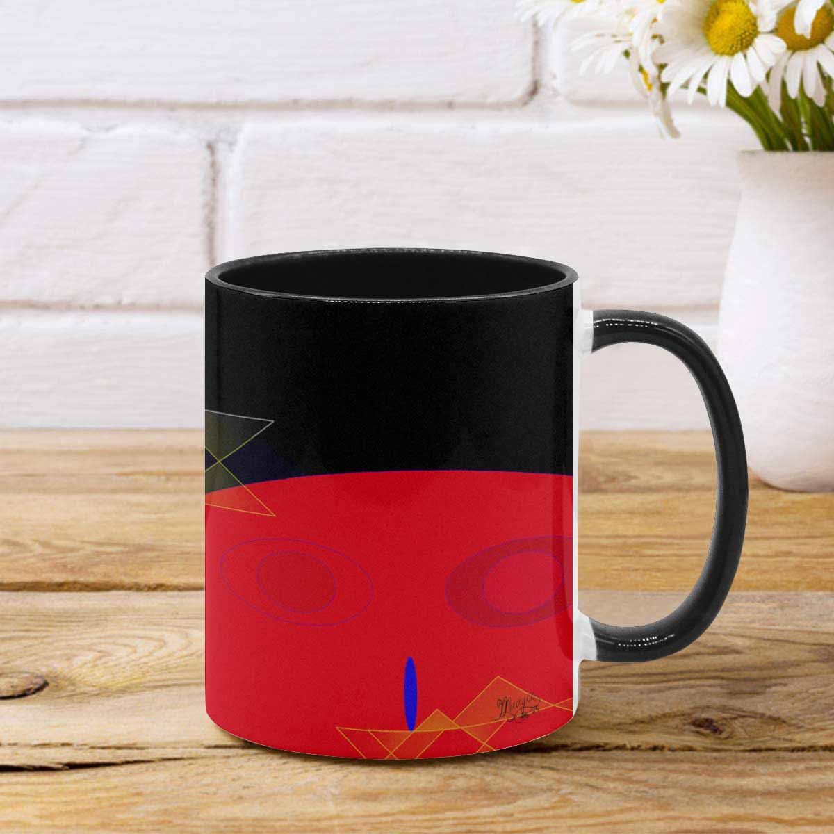 Coffee Mug, tea cup, black core, abstract, design 10