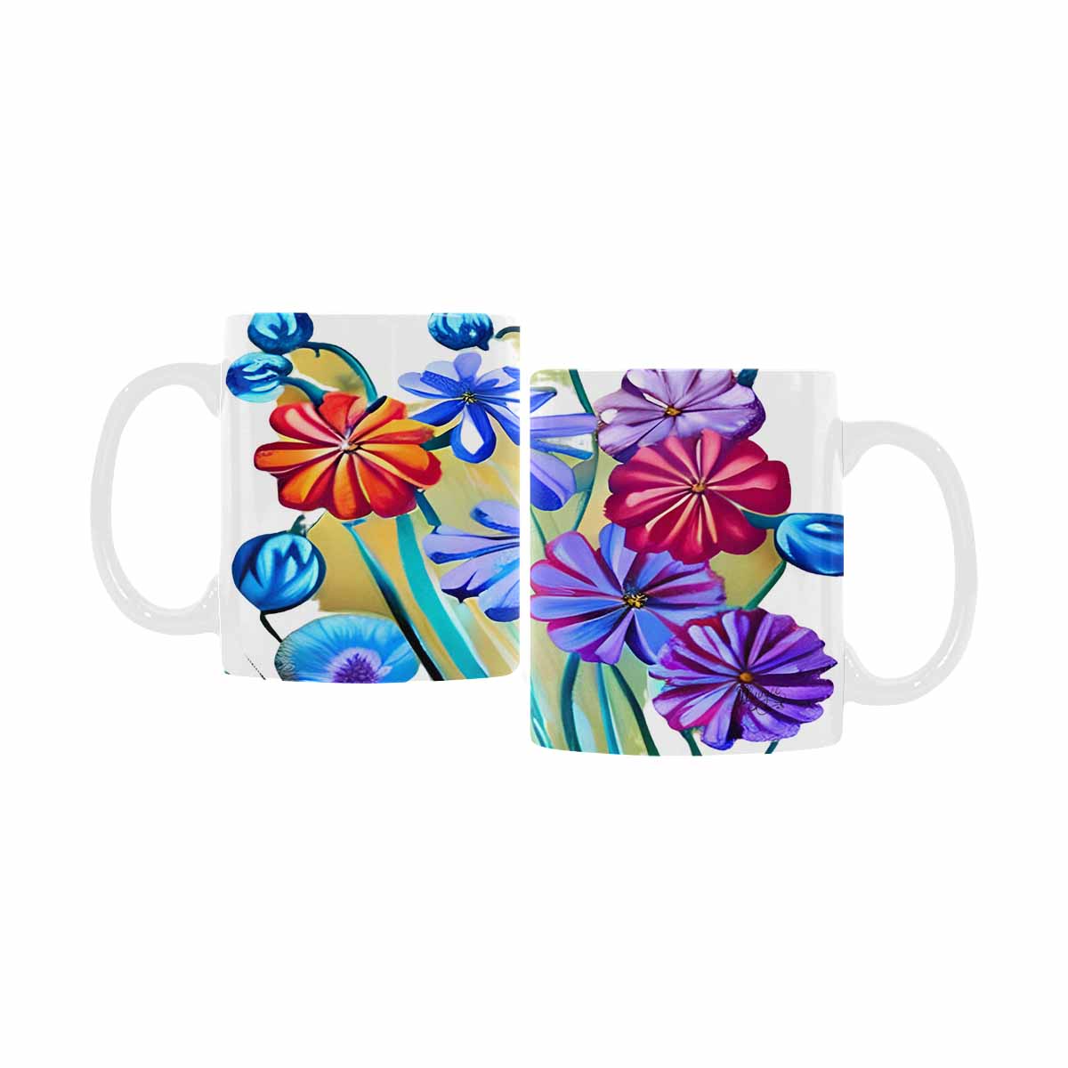 USA made Quality Mug, coffee mug, tea cup, Bright florals, Set 1A, Design 41