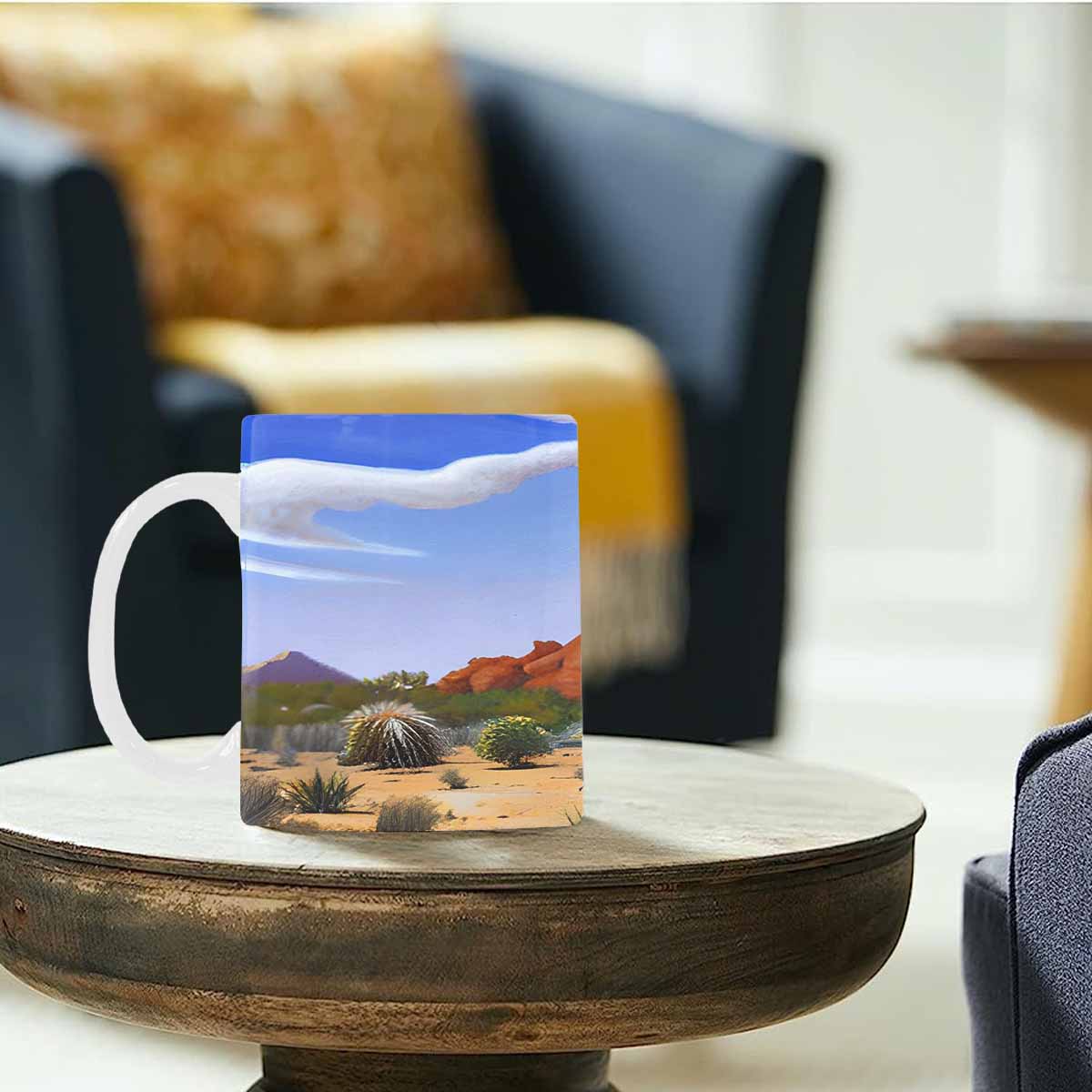 Coffee Mug, tea cup, desert scene, design 14