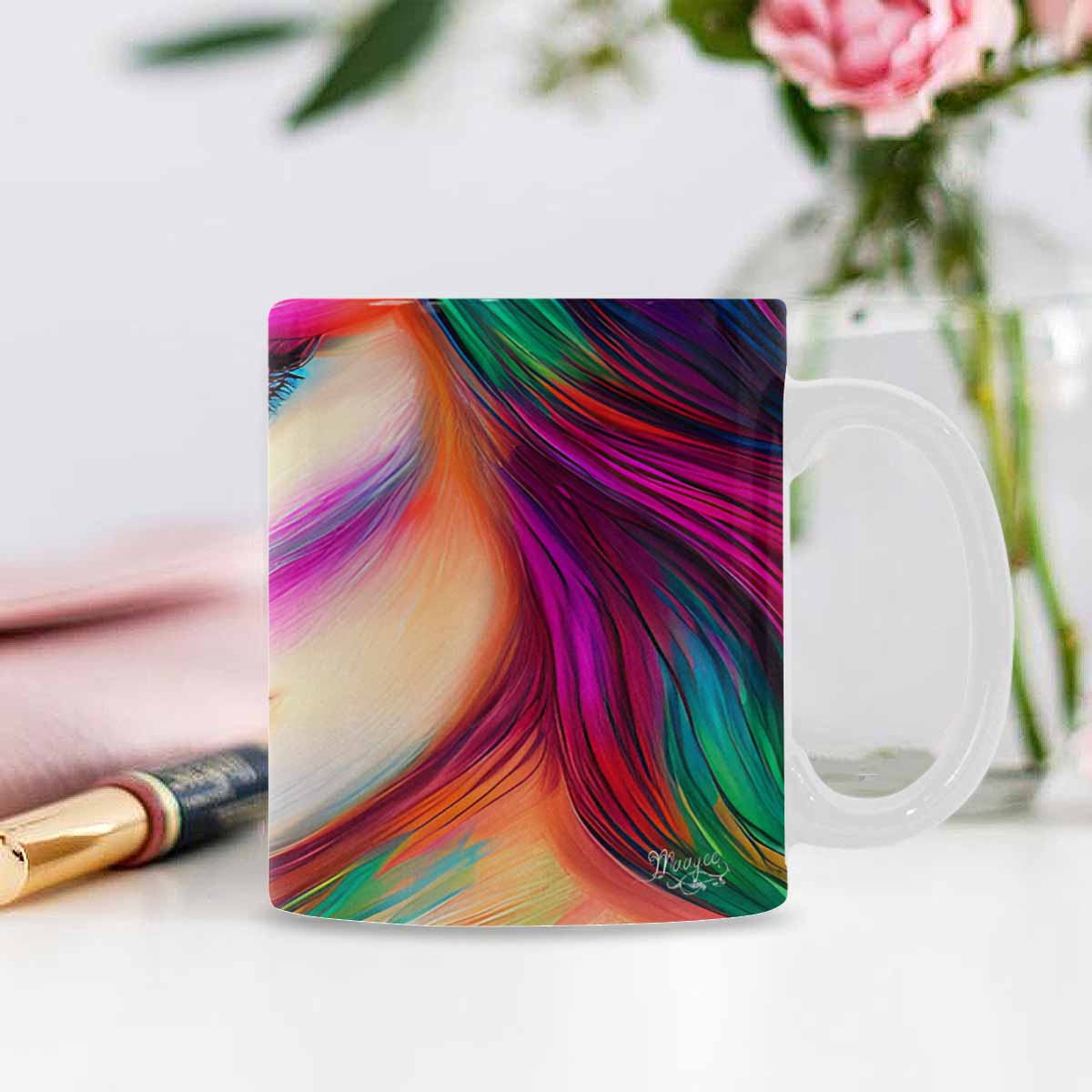 USA, Color Coffee Mug, tea cup, caucasian Face, design 31