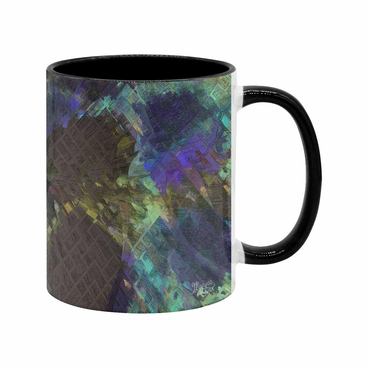 Coffee Mug, tea cup, black core, abstract, design 143