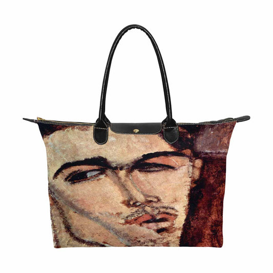 Classic handbag, Modigliani design, choice of 2 colors, Portrait of Celso Laga