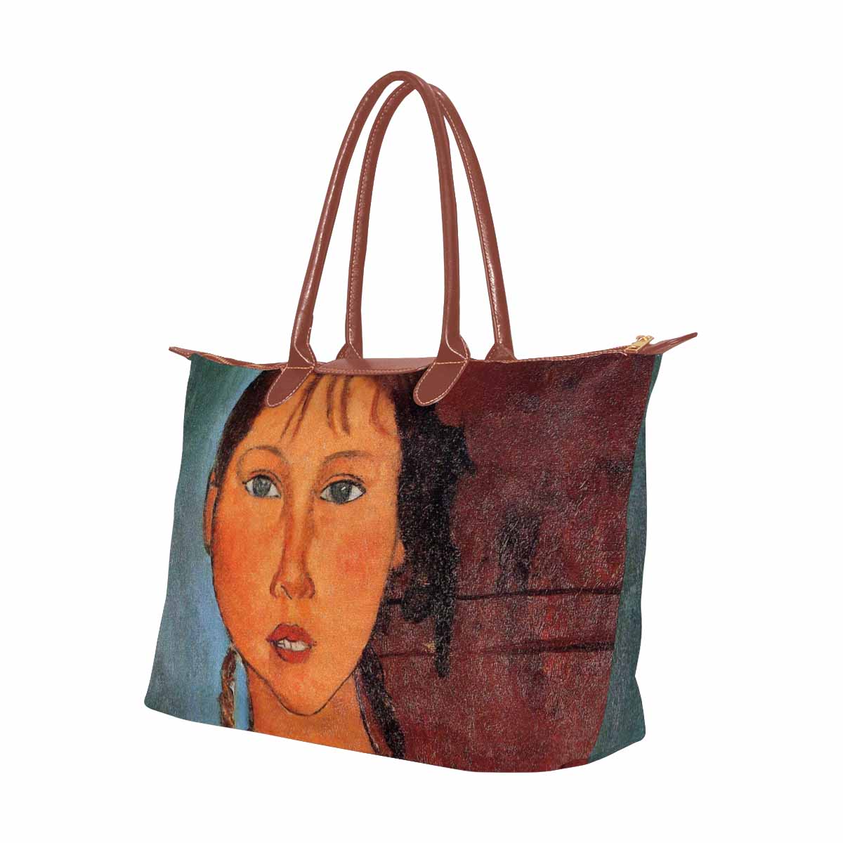 Classic handbag, Modigliani design, choice of 2 colors, Girl with plaits