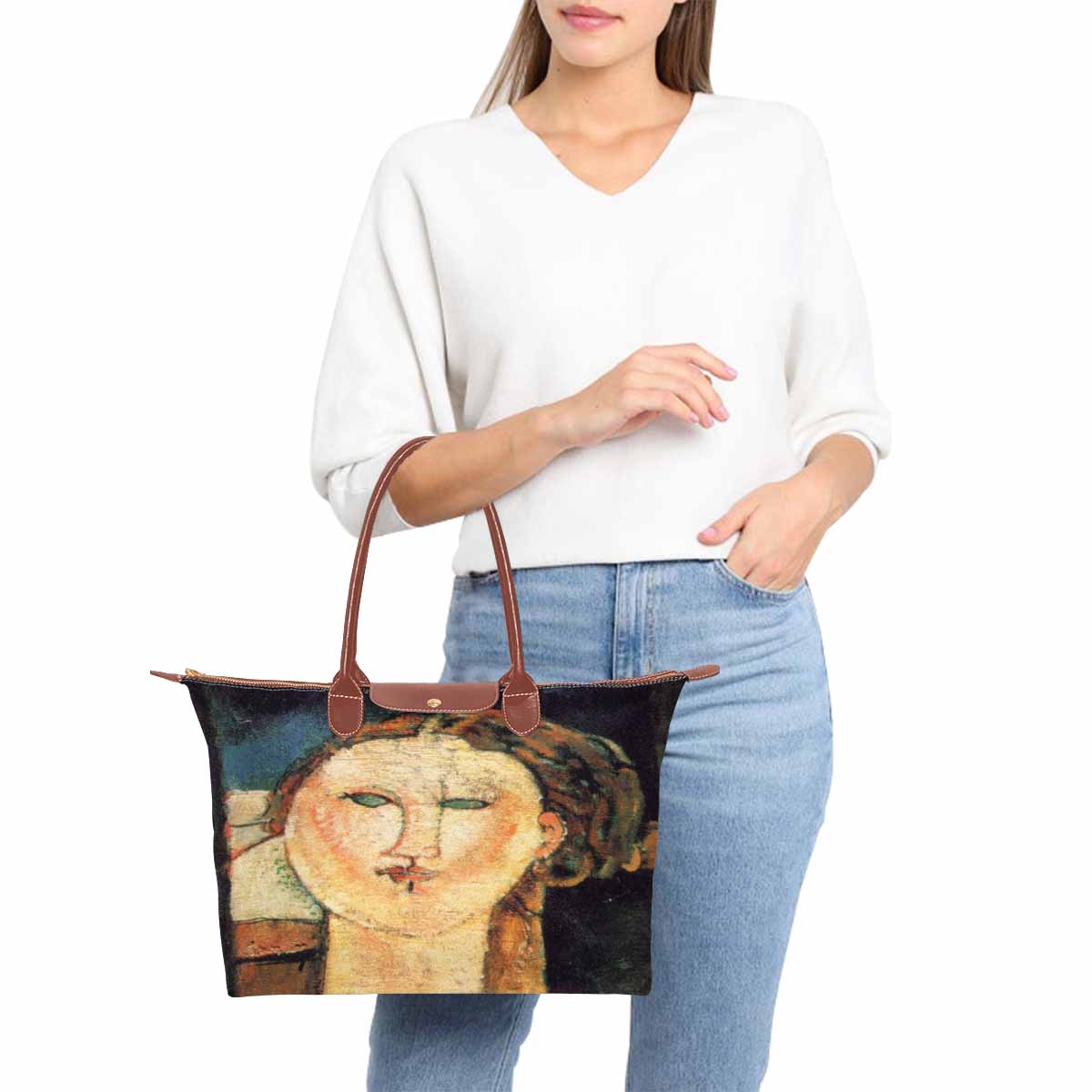 Classic handbag, Modigliani design, choice of 2 colors, Antonia