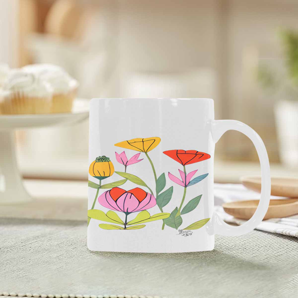 Quality Mug, coffee mug, tea cup, Bright florals, Set 2, design 47
