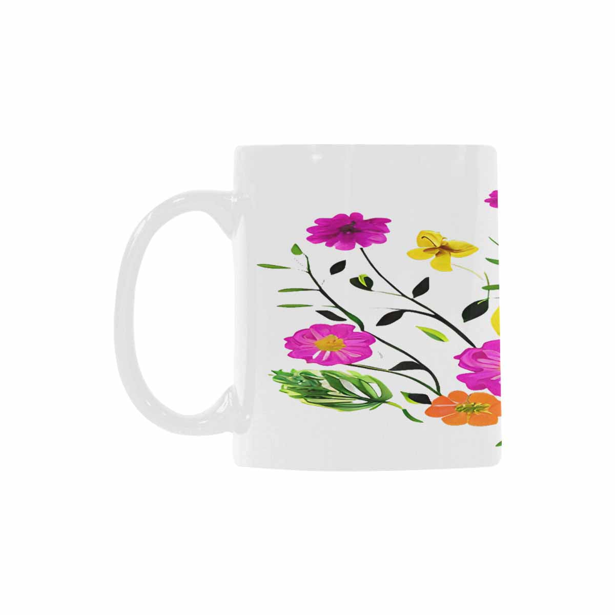 USA made Quality Mug, coffee mug, tea cup, Bright florals, Set 2, design 88