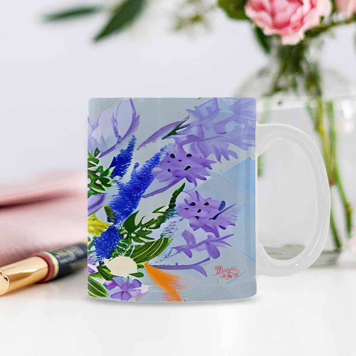 USA made Quality Mug, coffee mug, tea cup, Bright florals, Set 1, Design 11