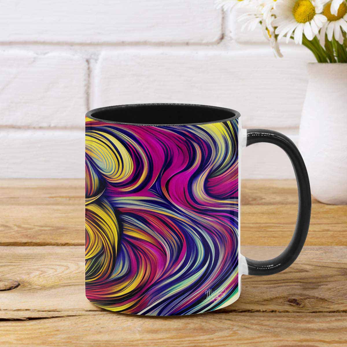 Coffee mug, tea cup, multicolor mug, caucasian type face, design 27