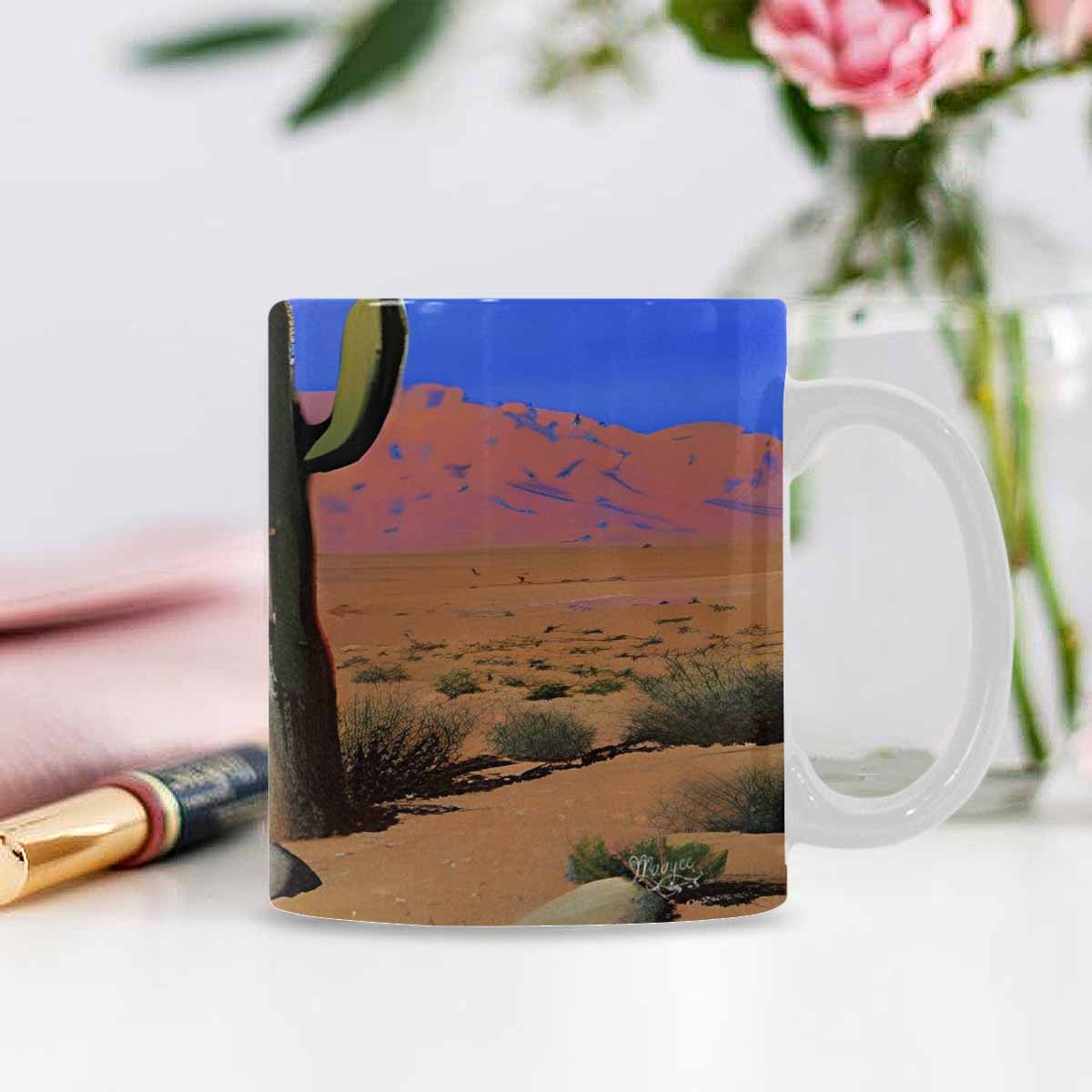 Coffee Mug, tea cup, desert scene, design 10