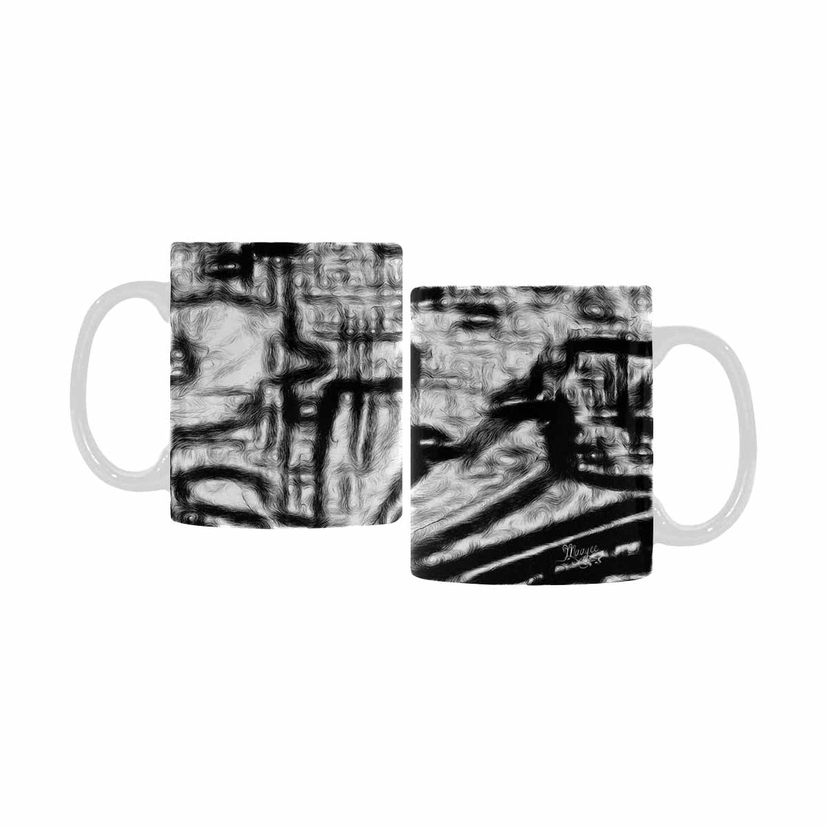 Quality Mug, coffee mug, tea cup, B & W Abstract, Set 1, design 5