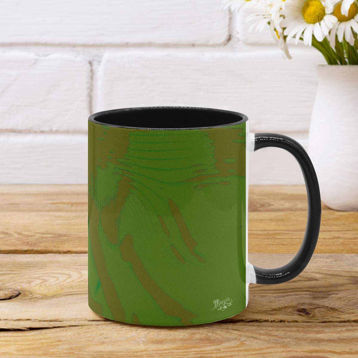 Coffee Mug, tea cup, black core, abstract, design 12