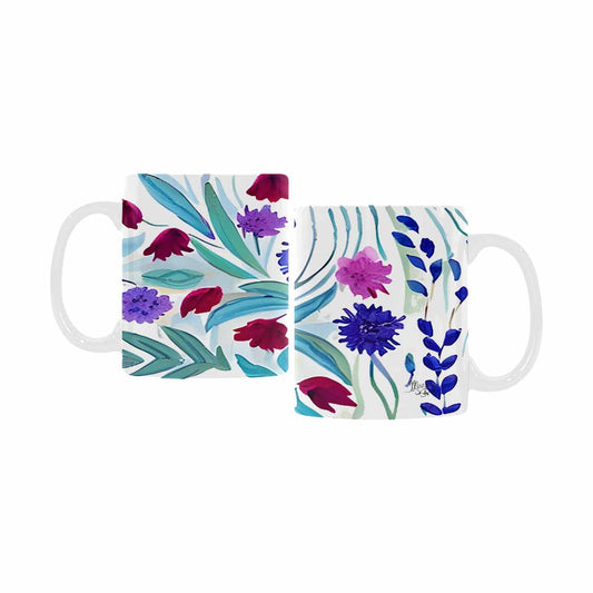 USA made Quality Mug, coffee mug, tea cup, Bright florals, Set 1A, Design 29