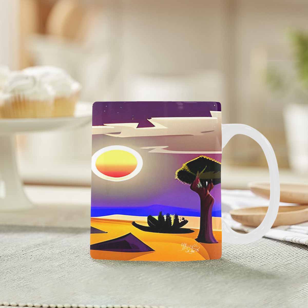 Coffee Mug, tea cup, desert scene, design 52