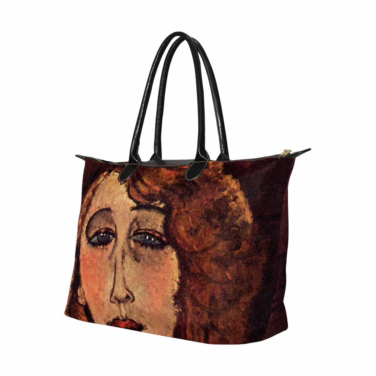 Classic handbag, Modigliani design, choice of 2 colors, Lady with a green cross