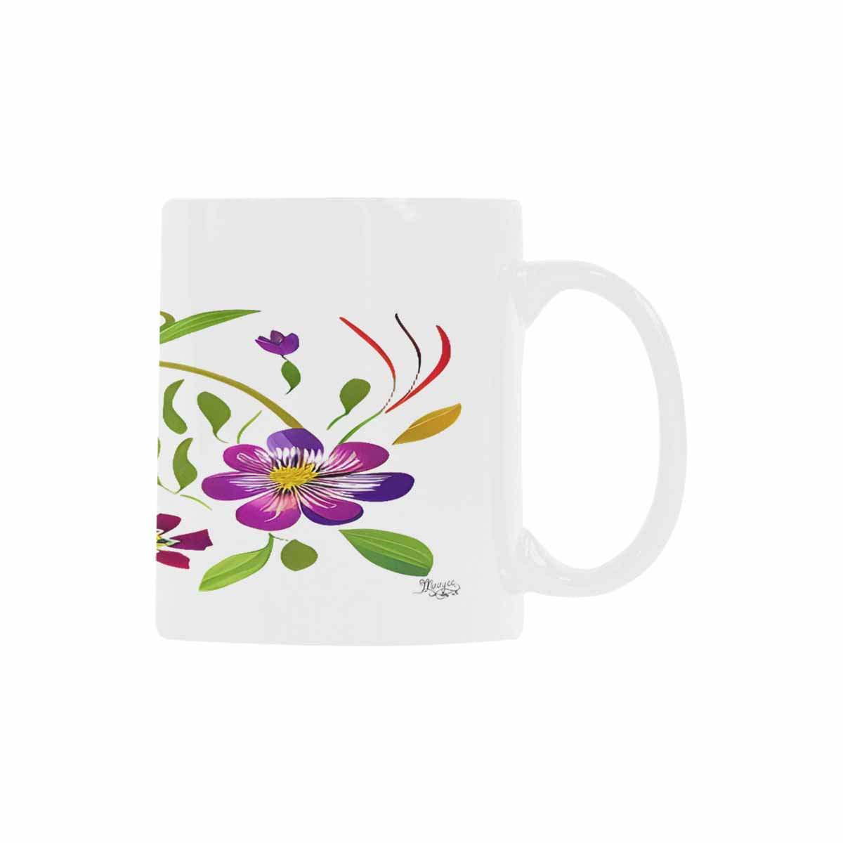 USA made Quality Mug, coffee mug, tea cup, Bright florals, Set 2, design 75