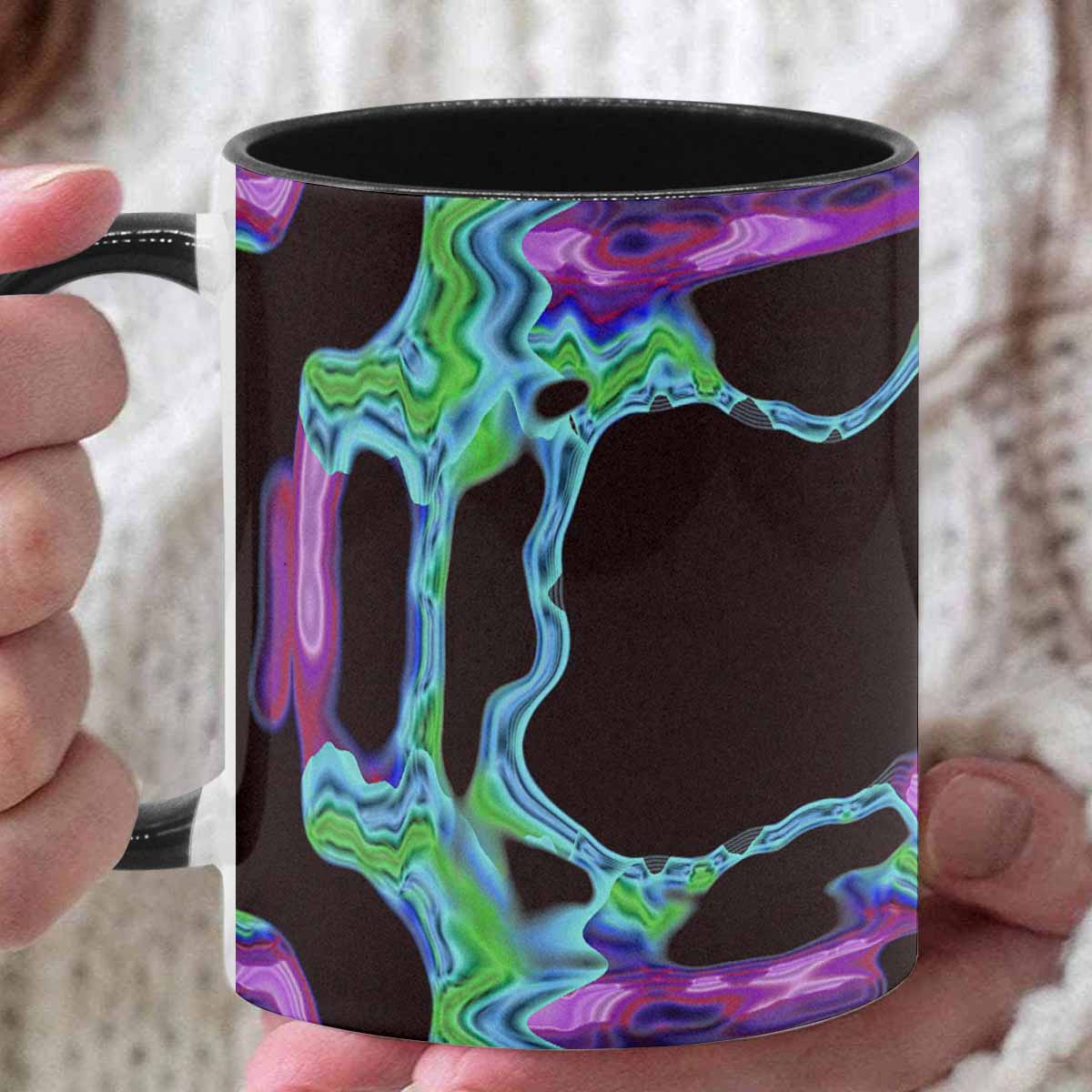 Coffee Mug, tea cup, black core, abstract, design 3