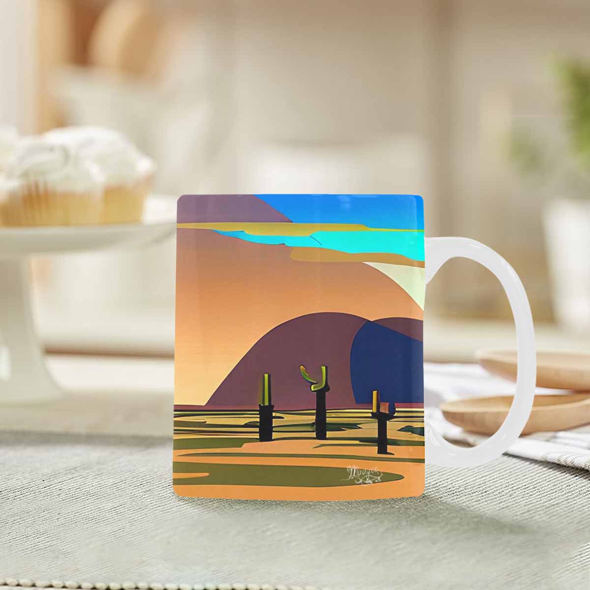 Coffee Mug, tea cup, desert scene, design 83