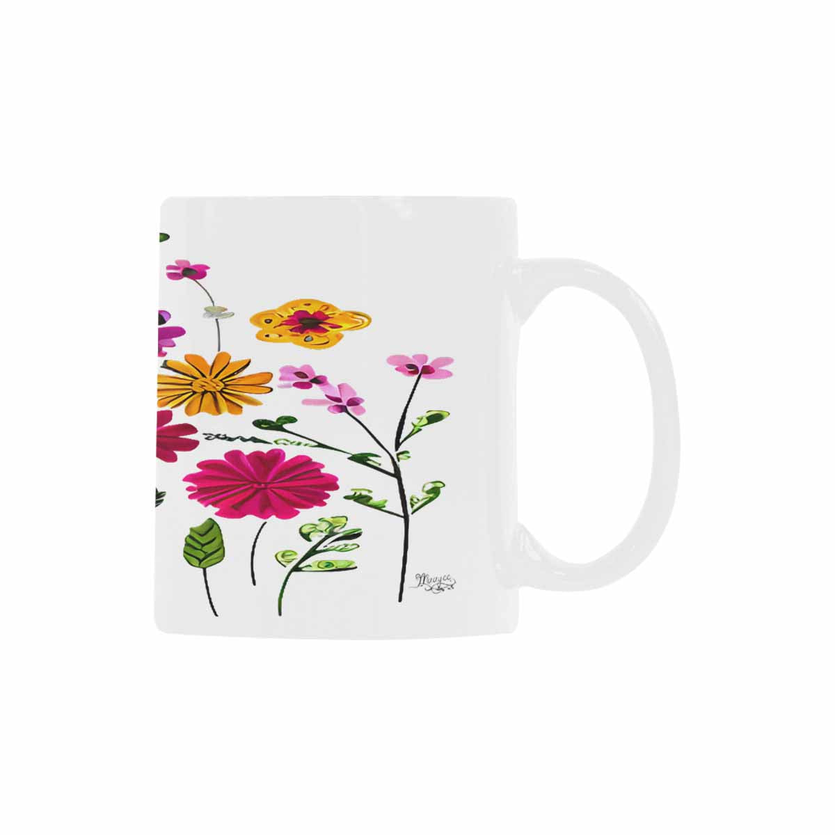 USA made Quality Mug, coffee mug, tea cup, Bright florals, Set 2, design 77