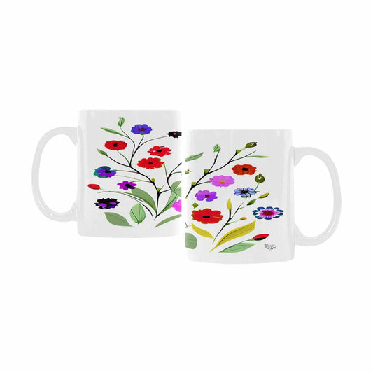 USA made Quality Mug, coffee mug, tea cup, Bright florals, Set 2, design 76