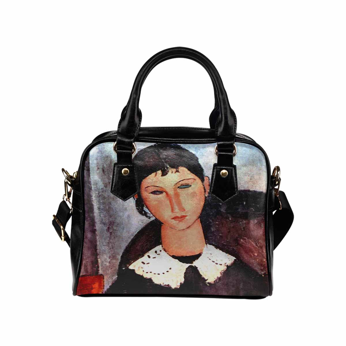 Shoulder PU Leather handbag, Modigliani design, choice of 2 colors, Elvira