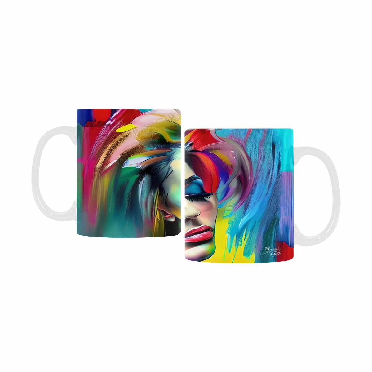 USA, Color Coffee Mug, tea cup, caucasian Face, design 23
