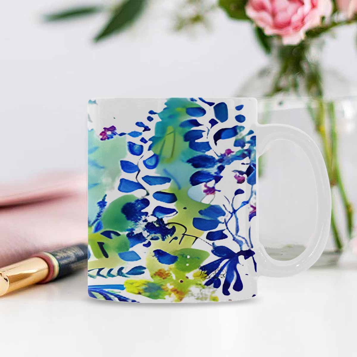 USA made Quality Mug, coffee mug, tea cup, Bright florals, Set 1A, Design 33