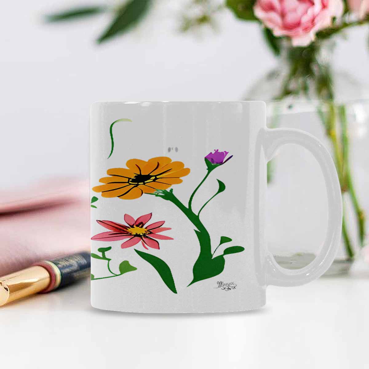 Quality Mug, coffee mug, tea cup, Bright florals, Set 2, design 92