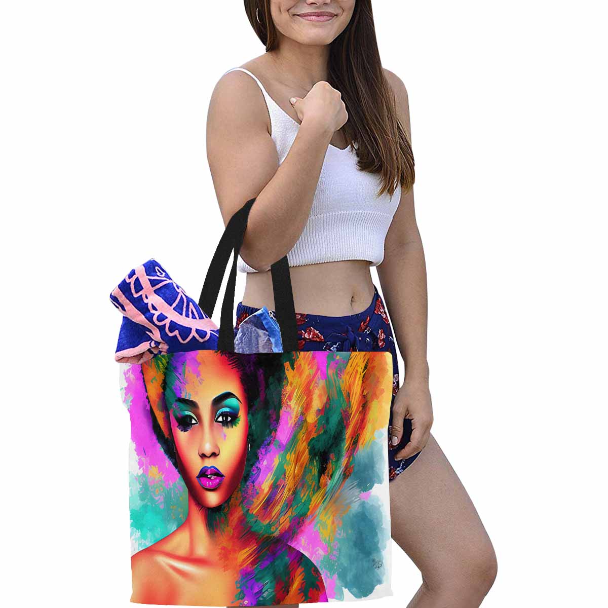 Canvas tote bag, Large, Black Faces, Set 1, design 9