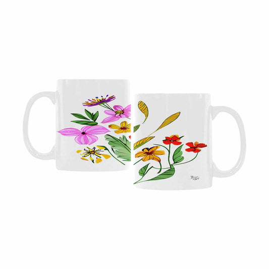 USA made Quality Mug, coffee mug, tea cup, Bright florals, Set 2, design 83