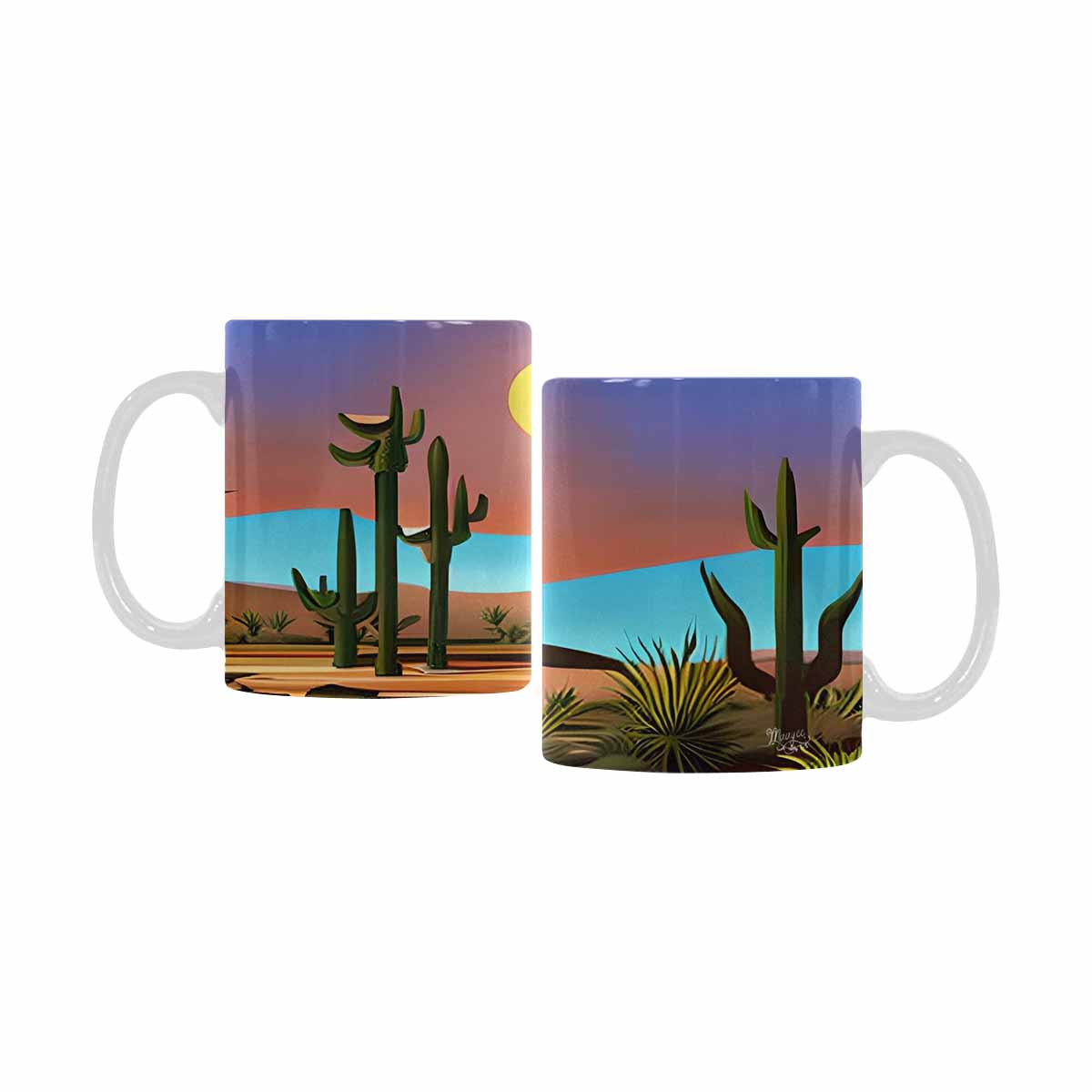 Coffee Mug, tea cup, desert scene, design 77