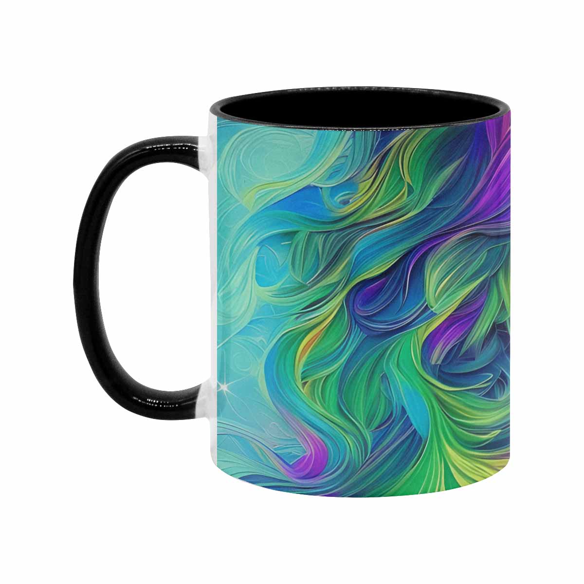 Coffee mug, tea cup, multicolor mug, caucasian type face, design 29