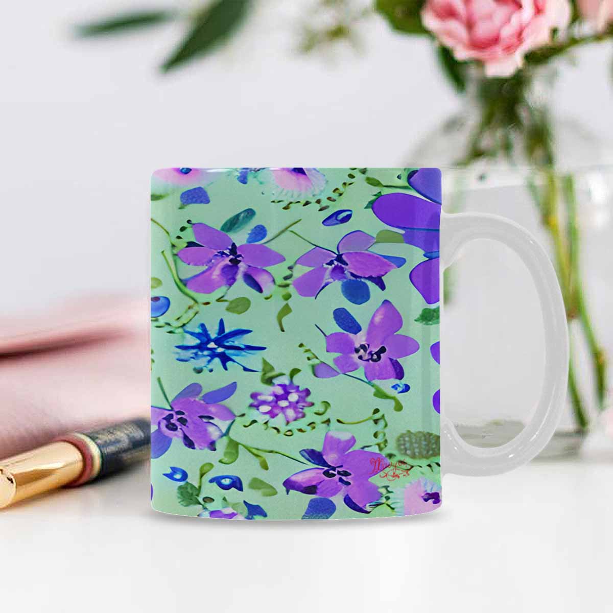 Quality Mug, coffee mug, tea cup, Bright florals, Set 1, Design 121