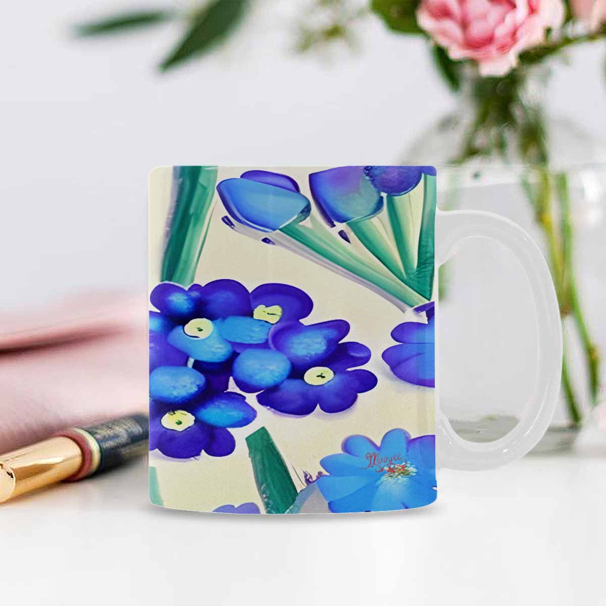 USA made Quality Mug, coffee mug, tea cup, Bright florals, Set 1, Design 63