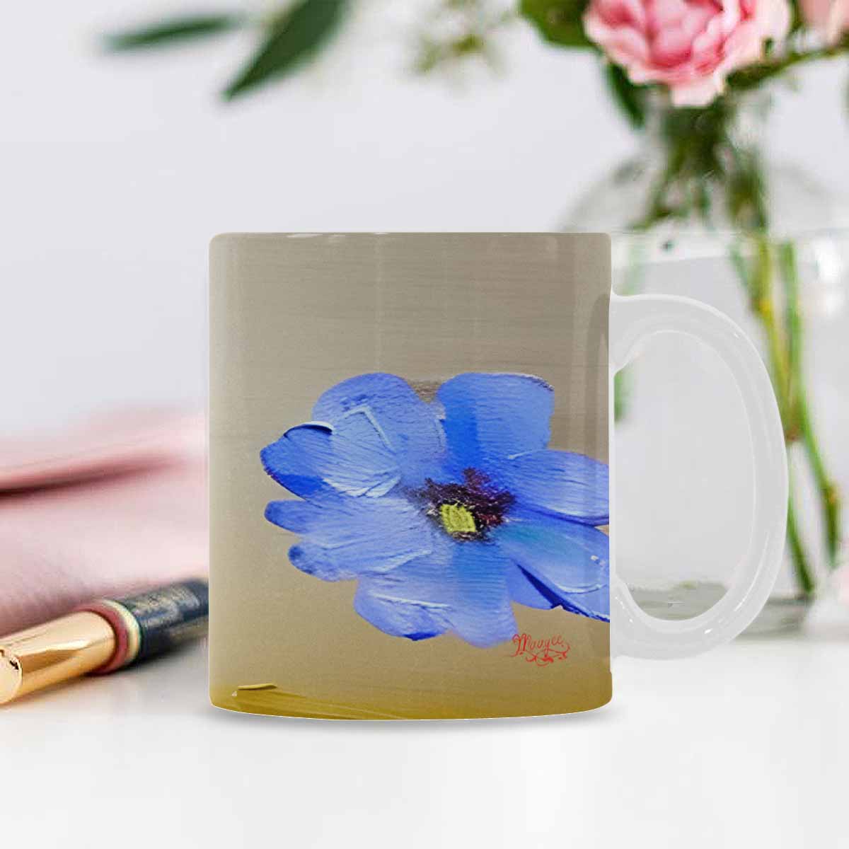 USA made Quality Mug, coffee mug, tea cup, Bright florals, Set 1, Design 163