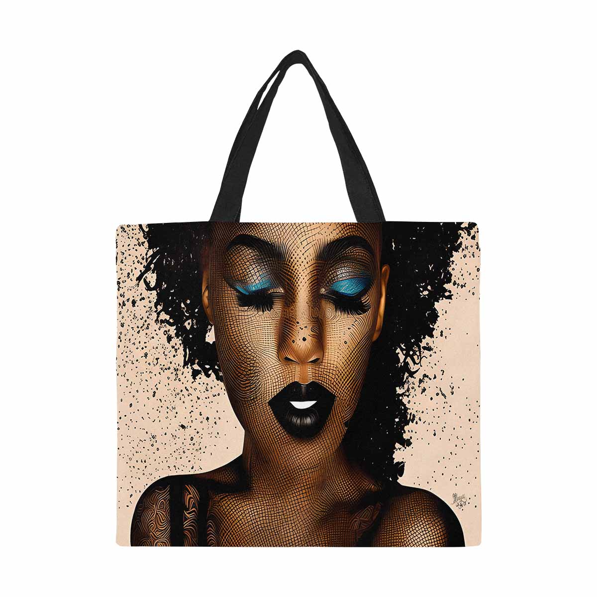 Canvas tote bag, Large, Black Faces, Set 1, design 75