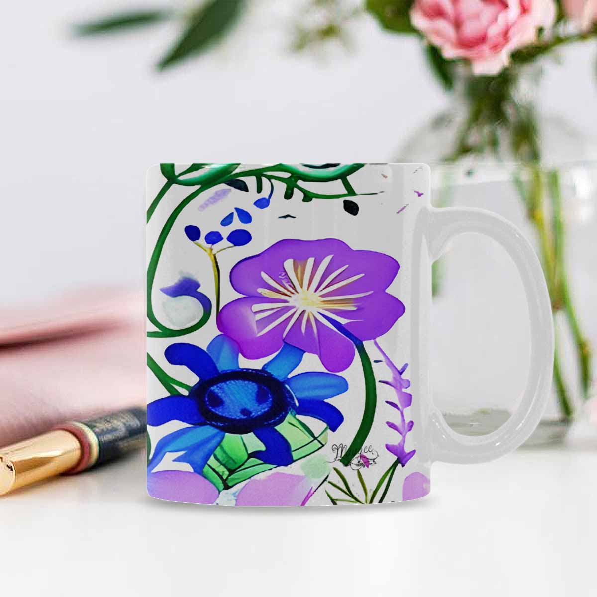 Quality Mug, coffee mug, tea cup, Bright florals, Set 1A, Design 43